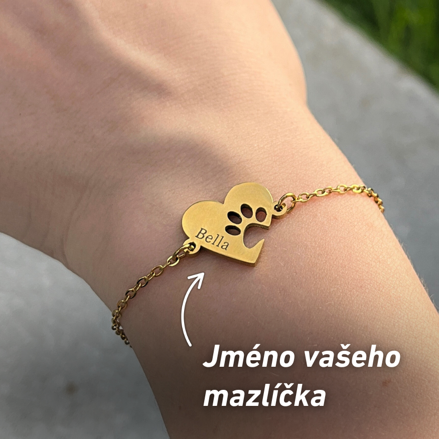 Náramek srdce s jménem mazlíčka