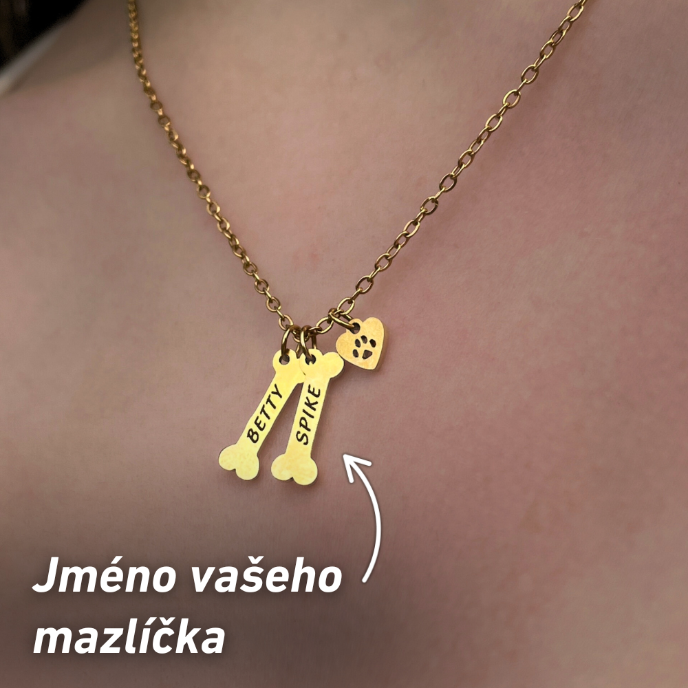 Náhrdelník s jménem mazlíčka – tvar kostičky