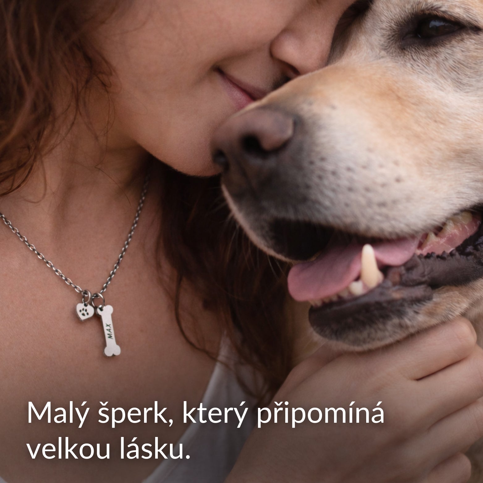 Náhrdelník s jménem mazlíčka – tvar kostičky